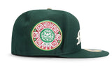 New Era Mexico Script Dark Green Aztec Calendar Patch 59fifty Fitted Cap