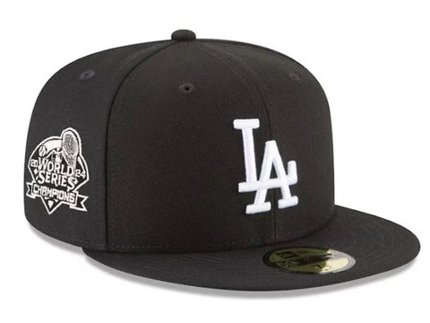 New Era Los Angeles Dodgers Black and White 2024 World Series Champions Side Patch 59fifty Fitted Cap