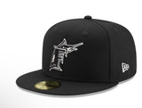 New Era Florida Marlins Cooperstown Black and White 59fifty Fitted Cap