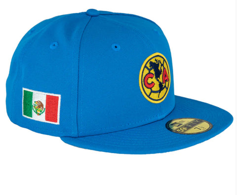 New Era Club America Azulito Mexico Flag Patch 59fifty Fitted Cap