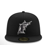 New Era Florida Marlins Cooperstown Black and White 59fifty Fitted Cap