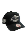 Mitchell and Ness Los Angeles Lakers Black and White 2009 NBA Finals Patch Pro Pinch Fit Snapback Cap