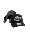 Mitchell and Ness Los Angeles Lakers Black and White 2009 NBA Finals Patch Pro Pinch Fit Snapback Cap