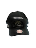 Mitchell and Ness Los Angeles Lakers Black and White 2009 NBA Finals Patch Pro Pinch Fit Snapback Cap