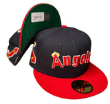 New Era Los Angeles Angels Retro Script Two Tone State Halo SP Green UV 59fifty Fitted Cap