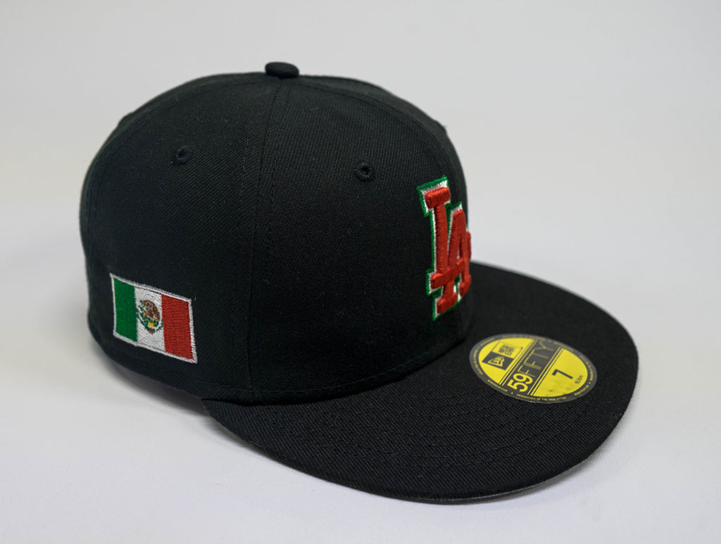Los Angeles Dodgers Black/White Fitted 59Fifty New Era Mexico Flag Brand  New !!!
