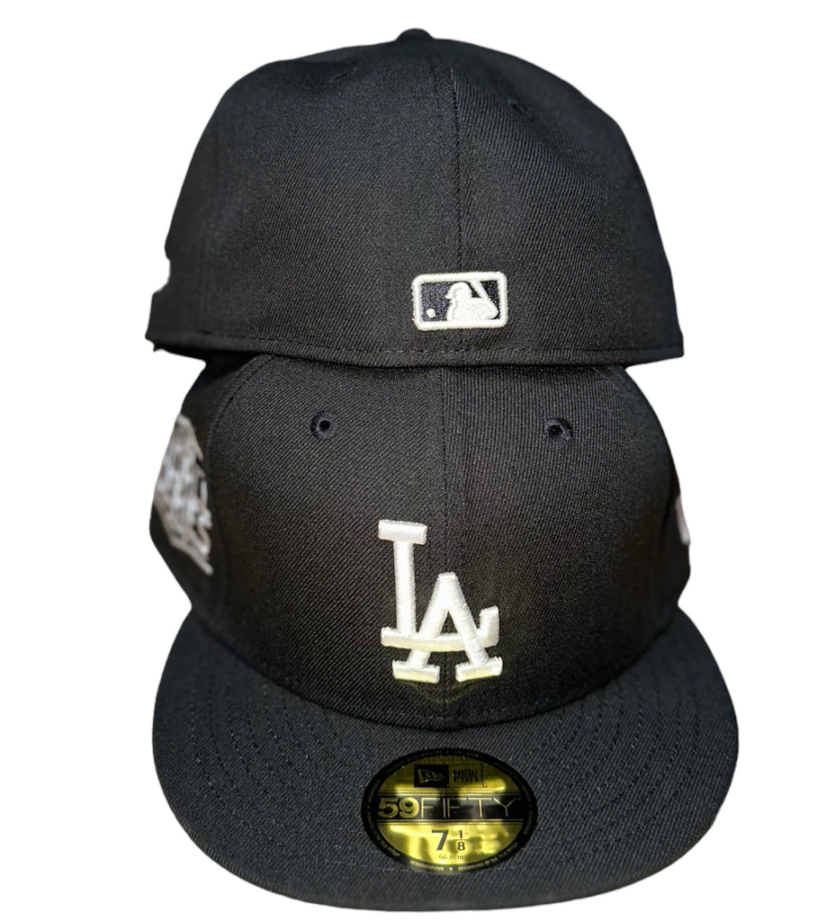 Dodgers Fitted New Era 59Fifty 2020 WS Black White Cap Hat Grey UV