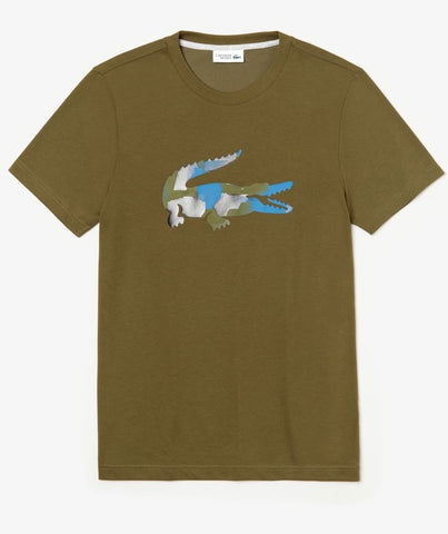 Lacoste Sport Men’s Crocodile Print Camo Green T-shirt