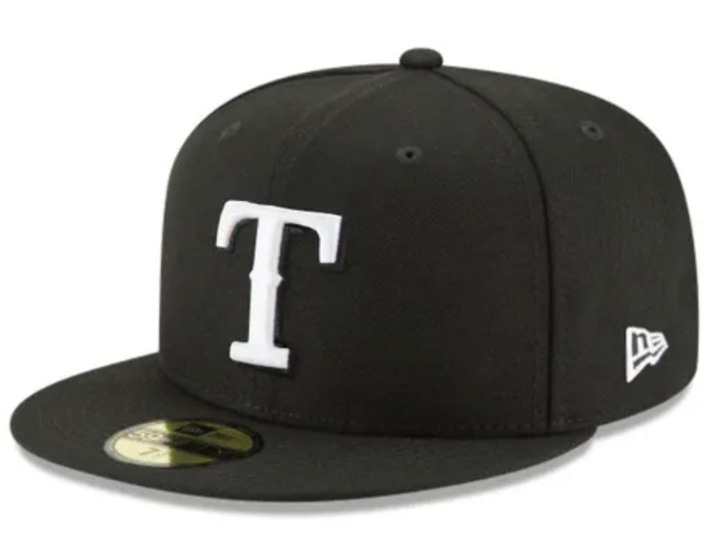 New Era Texas Rangers Basic Black & White 59fifty Fitted Cap – The