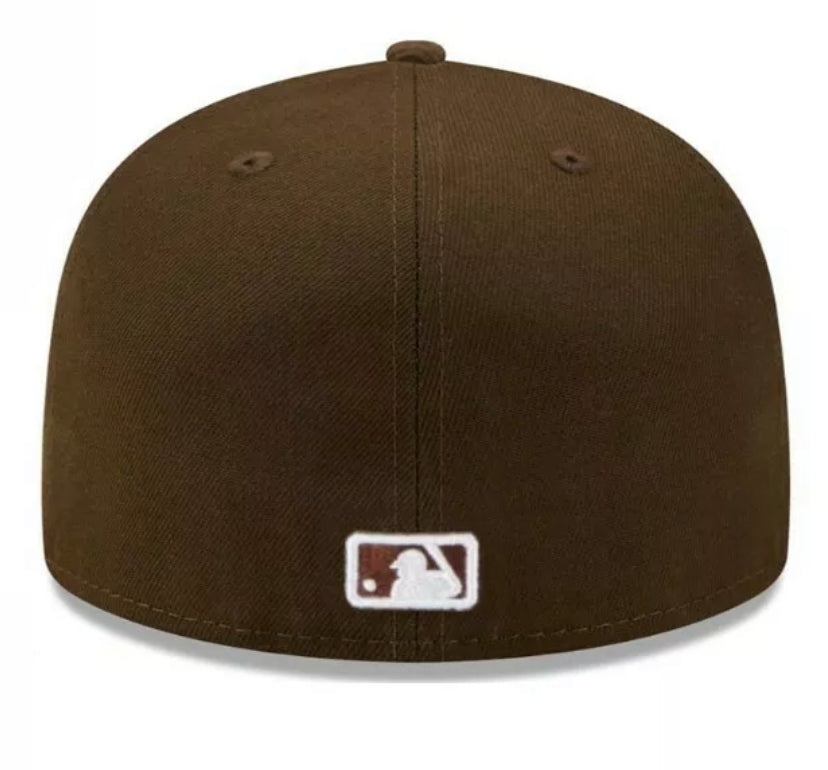 Atlanta Braves Fitted New Era 59Fifty Brown White Logo Hat Cap