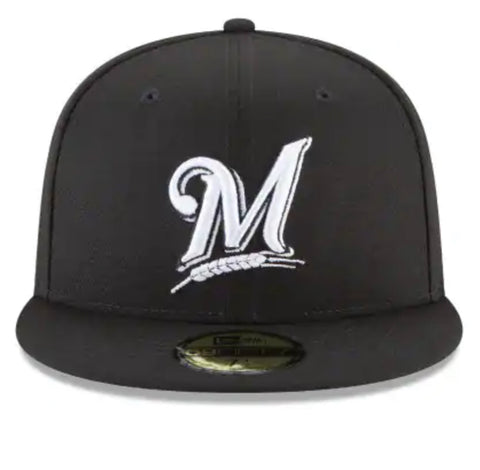 New Era Milwaukee Brewers Black & White Basic 59fifty Fitted Cap
