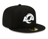 New Era Los Ángeles Rams Black and White 59fifty Fitted Cap
